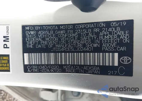 2020 Toyota Corolla Se from USA, damaged, VIN JTDS4RCE5LJ024401